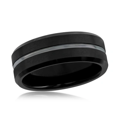 Shop Blackjack Matte & Polished Black Tungsten Ring