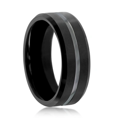 Shop Blackjack Matte & Polished Black Tungsten Ring