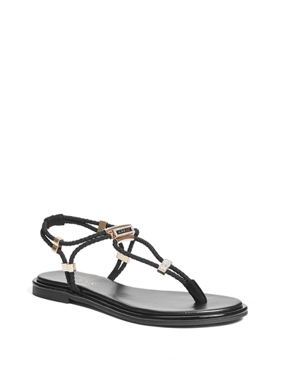 Guess Factory Coins Stretch T-strap Sandals In Black | ModeSens