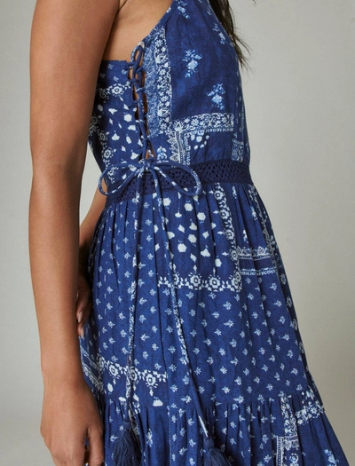 Shop Lucky Brand Womens Patchwork Printed Midi Dress In Blue