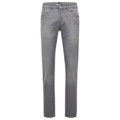 Shop Hugo Boss Slim-fit Jeans In Gray Lightweight Denim In Grey