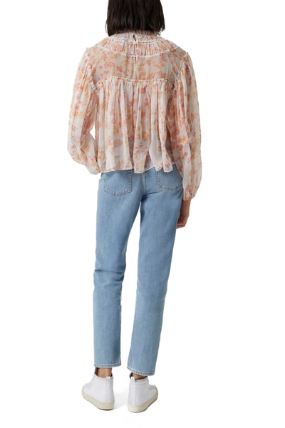 Shop French Connection Diana Crinkle Blouse In Cream And Light Orange In Beige
