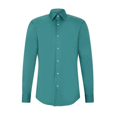 BOSS - Slim-fit shirt in easy-iron cotton-blend poplin