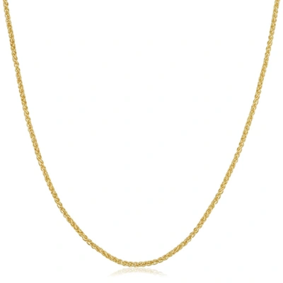 A & M 18k Yellow Gold Over Sterling Silver Wheat Chain Necklace 16-24" In Gold