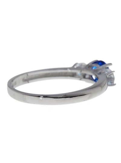 Shop Sterling Forever Sterling Silver Sapphire Cz Three Stone Ring In Black