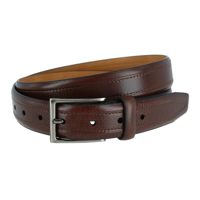 Shop Trafalgar Stitch Detail Leather Belt In Brown