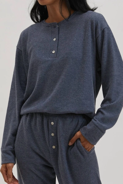 Shop Donni Sweater Henley Long Sleeve In Navy In Blue