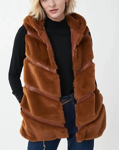 Shop Joseph Ribkoff Faux Fur Vest In Maple In Brown