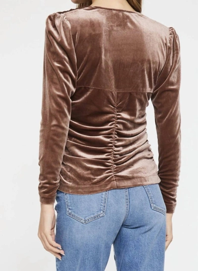 Shop Another Love Sadelle Sable Shirred Front  V-neck Top In Sable In Brown