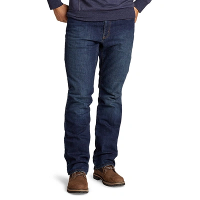 Shop Eddie Bauer Men's Field Flannel-lined Flex Straight Jeans In Blue