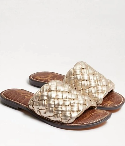 Shop Sam Edelman Griffin Woven Slide Sandal - Medium In Jute Leather In Gold
