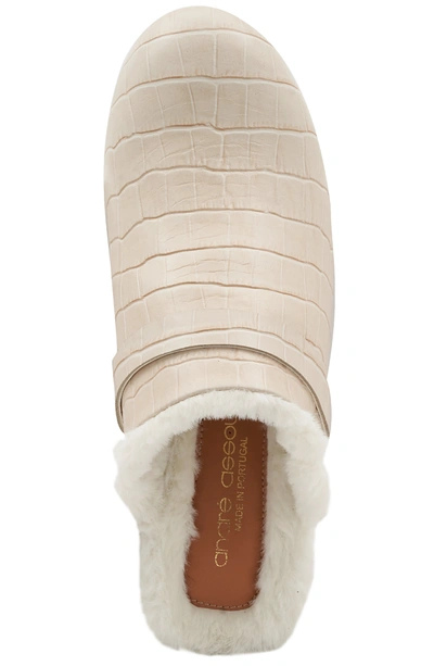 Shop Andre Assous Sofi Ivory Embossed Leather Faux Fur Lined Clog In Beige