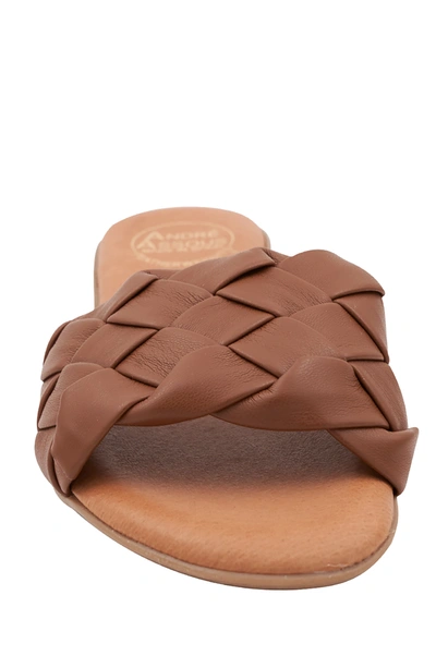 Shop Andre Assous Nicki Cuero Featherweight Slide Sandal In Brown