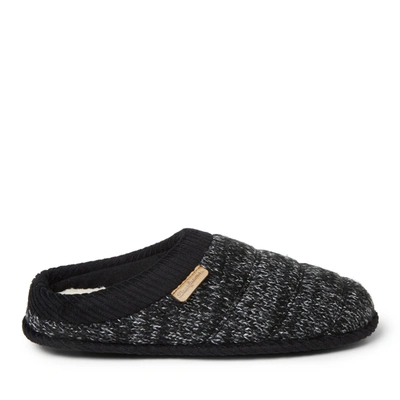 Dearfoams Asher Knit Faux Shearling Clog Slipper In Black