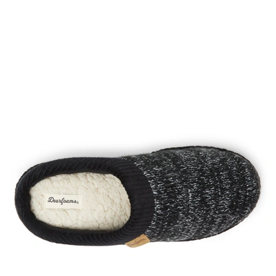 Dearfoams Asher Knit Faux Shearling Clog Slipper In Black