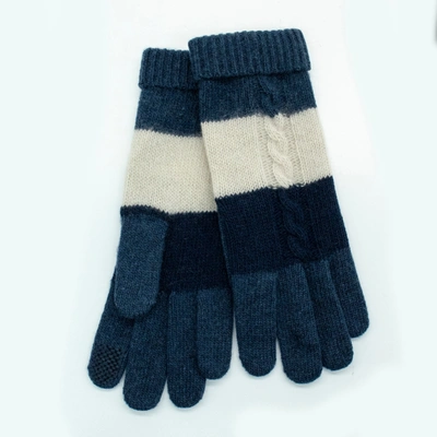 Shop Portolano Cashmere Tech Gloves With Cables In Blue