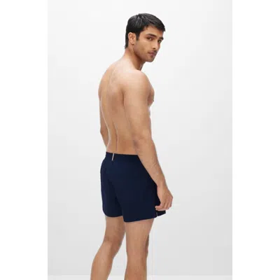 Hugo Boss Quick-drying Swim Shorts With Outline Logo In Blue