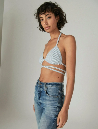 Lucky Brand Womens Striped Bra Top In Blue