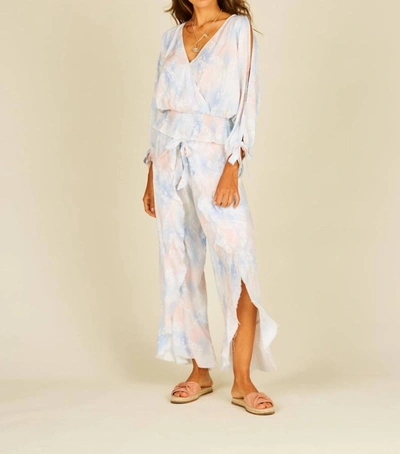 Shop Ocean Drive Tie Dye Ruffle Slit Pants In Watercolor Pastels In Multi