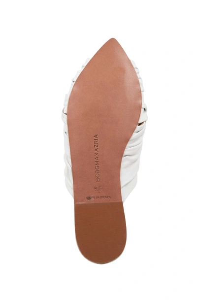 Shop Bcbgmaxazria Arian Optic White Leather Peep Toe Mule Flat