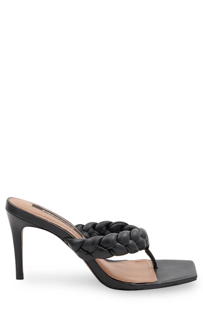 Shop Bcbgmaxazria Bella Black Leather Braided Sandal Heel
