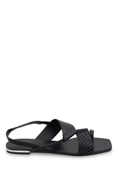 Shop Bcbgmaxazria Marlin Black Leather Flat Sandal