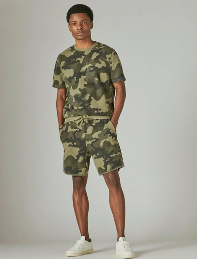 Shop Lucky Brand Mens Sueded Terry Short Sleeve Camo Crew In Green