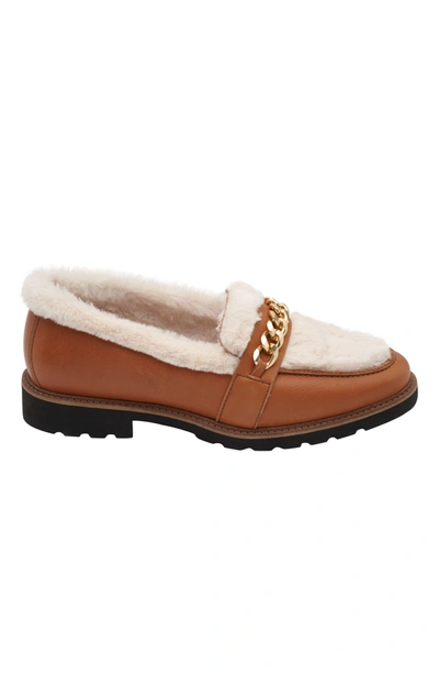 Shop Andre Assous Phili Featherweight Lug Loafer With Faux Fur In Brown