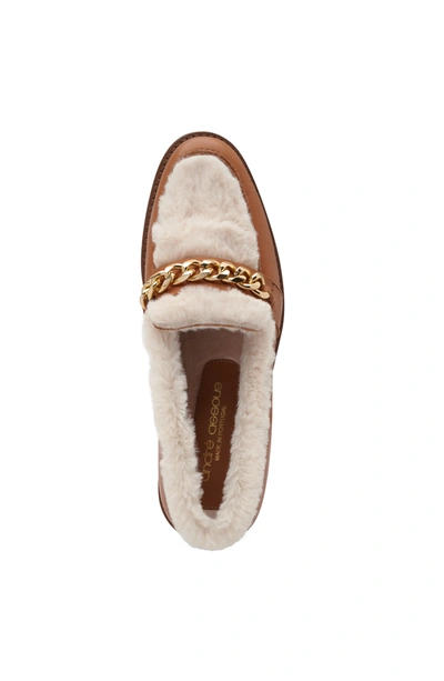 Shop Andre Assous Phili Featherweight Lug Loafer With Faux Fur In Brown
