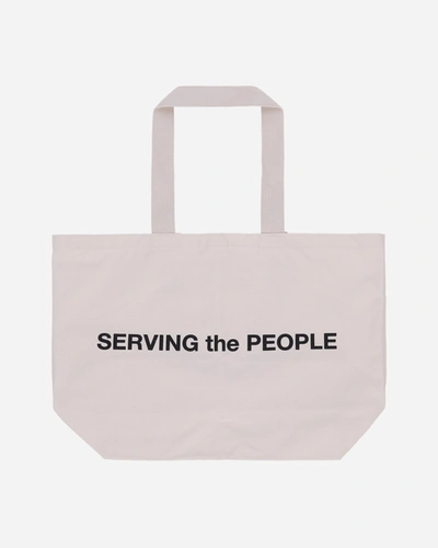 Shop Serving The People Logo Tote Bag In Beige