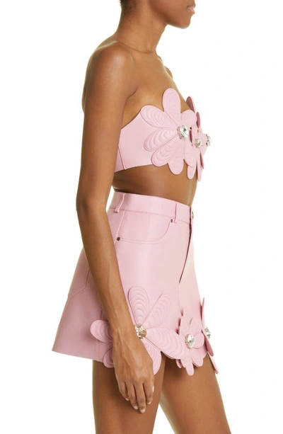 Shop Area Mussel Flower Leather Bandeau Top In Light Pink