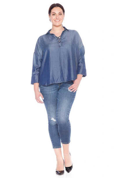 Slink Jeans Lace-up Top In Midnight