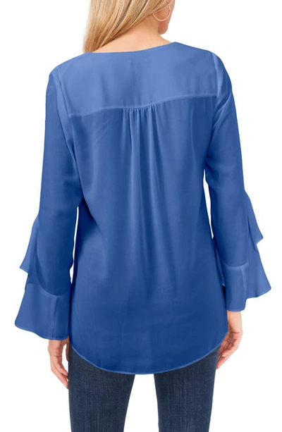 Shop Vince Camuto Flutter Sleeve Tunic In Blue Jay