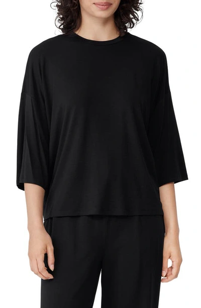 Shop Eileen Fisher Boxy Crewneck Top In Black