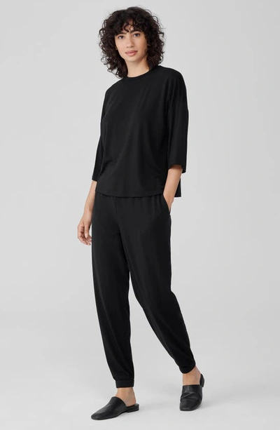 Shop Eileen Fisher Boxy Crewneck Top In Black