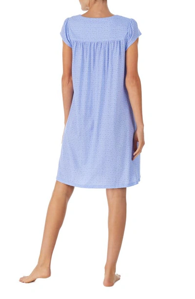 Shop Eileen West Floral Print Cap Sleeve Cotton Jersey Short Nightgown In Blue Grd
