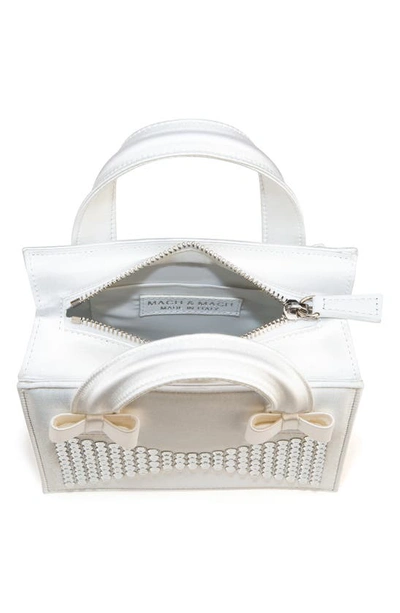 Shop Mach & Mach Elsa Crystal Studded Satin Handbag In White