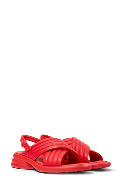 Shop Camper Spiro Quilted Crisscross Slingback Sandal In Red