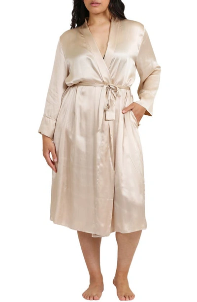 Shop Papinelle Audrey Silk Long Robe In Romance