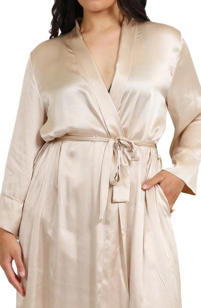 Shop Papinelle Audrey Silk Long Robe In Romance