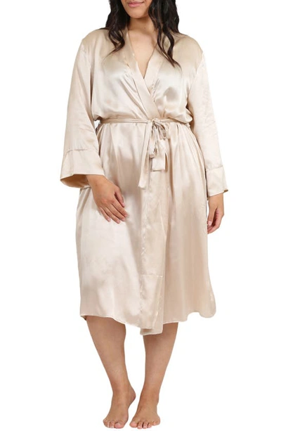 Shop Papinelle Audrey Silk Long Robe In Romance