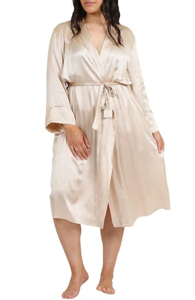 Shop Papinelle Audrey Silk Long Robe In Romance
