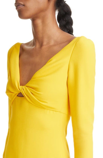 Shop Giambattista Valli Cutout Ruffle Hem Long Sleeve Midi Dress In Yellow Tulip