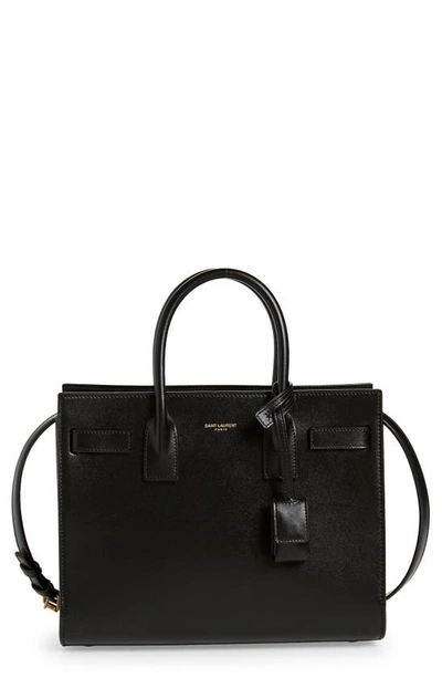 Saint Laurent Small Sac De Jour Leather Tote With Pouch In Black