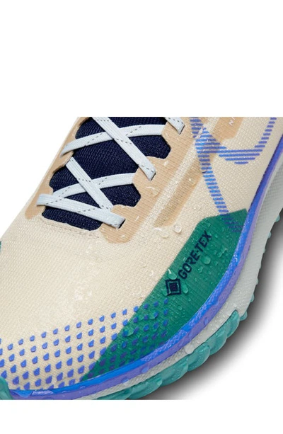 Shop Nike React Pegasus Trail 4 Gore-tex® Waterproof Running Shoe In Sanddrift/ Blue/ Obsidian