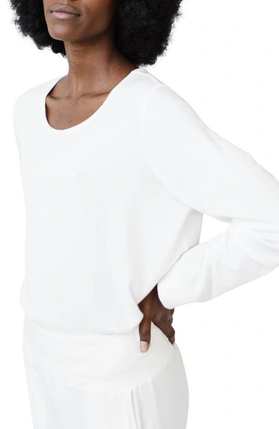 Cozy Earth Rib Long Sleeve Knit Pajama Top In Ivory