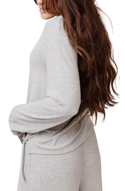 Shop Cozy Earth Rib Long Sleeve Knit Pajama Top In Grey