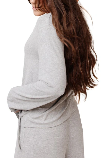 Cozy Earth Rib Long Sleeve Knit Pajama Top In Grey