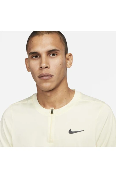 Shop Nike Court Dri-fit Advantage Tennis Half Zip Short Sleeve Top In Alabaster/ Black