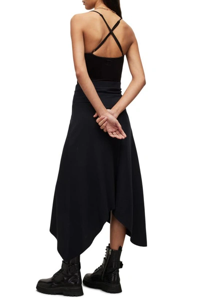 Shop Allsaints Gia Rib Handkerchief Midi Skirt In Black